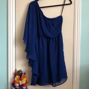 Asymmetrical blue dress